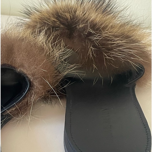 Parme Marin fur and leather slides women's size 9 with original shoe bag - Picture 4 of 6